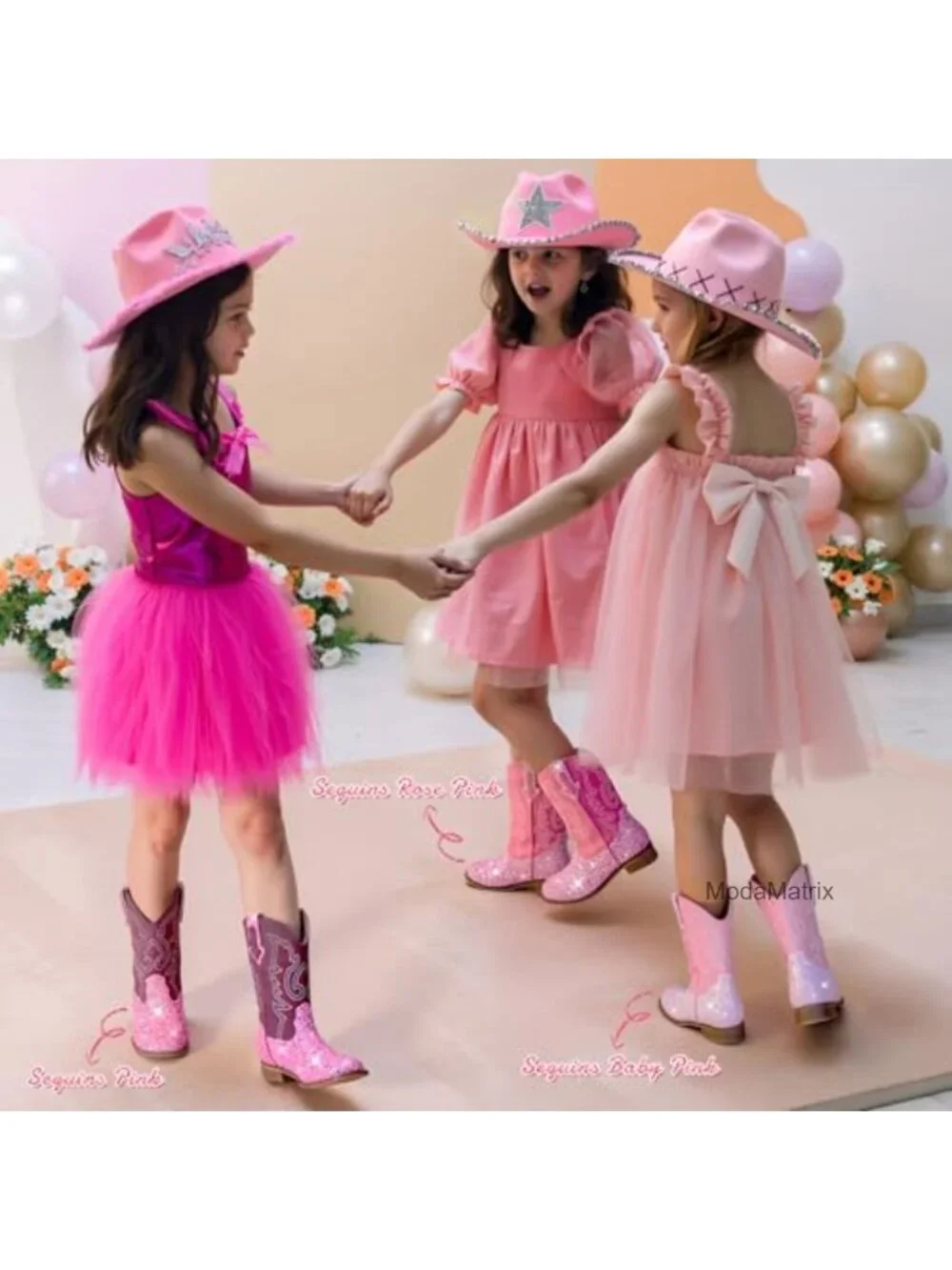 Glitter Cowgirl Boots for Girls Toddler Boys Cowboy Boots Square Toe Pull On